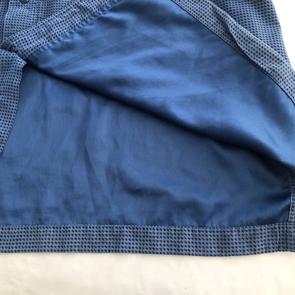 Alan Flusser Shirt Large Blue Navy Check Mole Skin Satin Lined - Picture 5 of 10